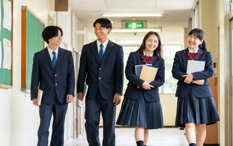 登校する生徒たち